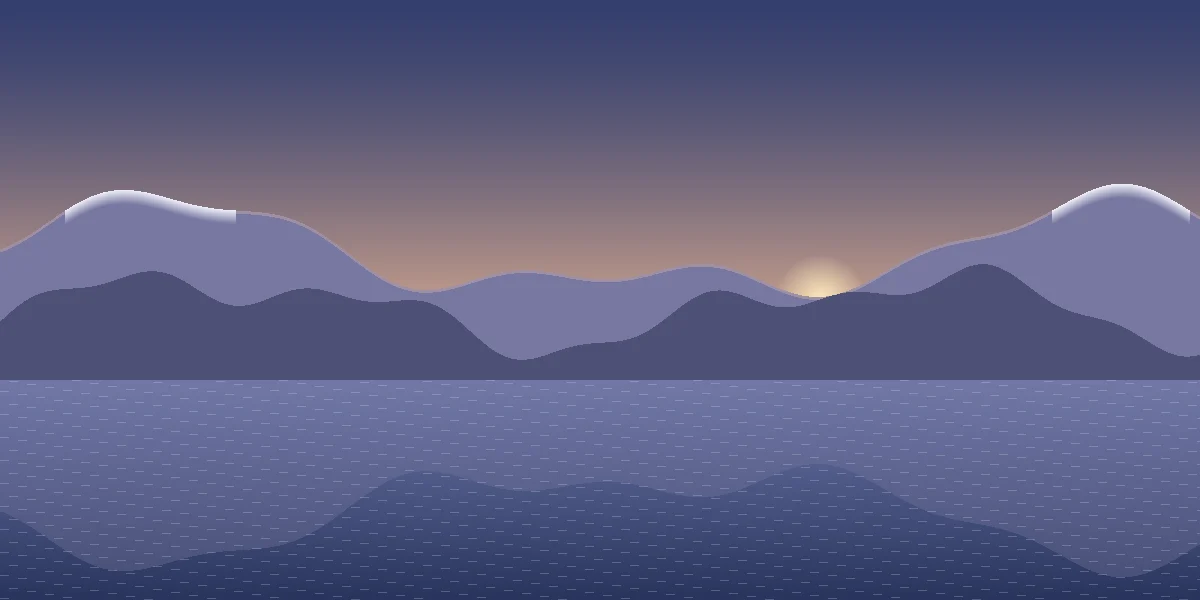 Pangong at dusk: an illustration of mountains over a lake